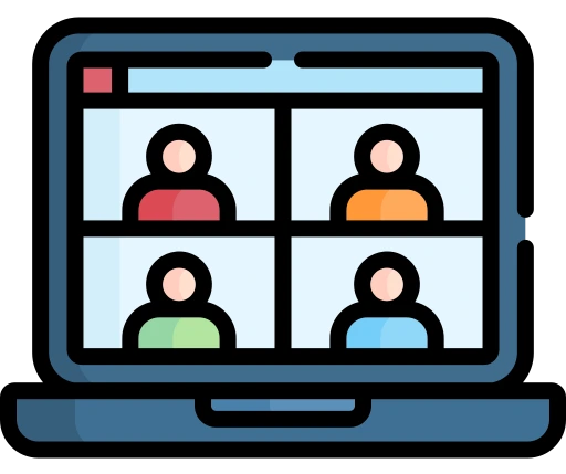 Icoon dat een online vergadering toont